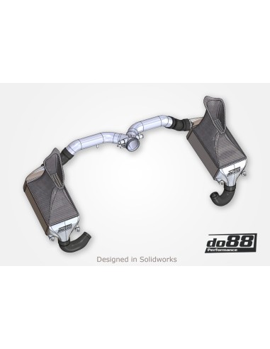 Porsche 997.1 GT2 DO88 Intercooler kit MERA med svarta slangar (för original Y-rör)