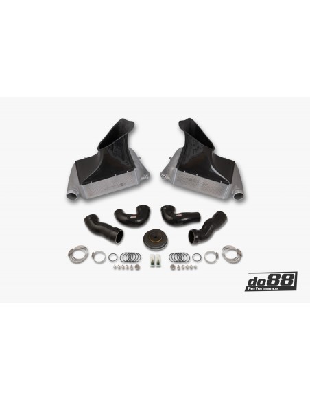 Porsche 997.1 Turbo DO88 Intercooler kit MERA med svarta slangar (för original Y-rör)