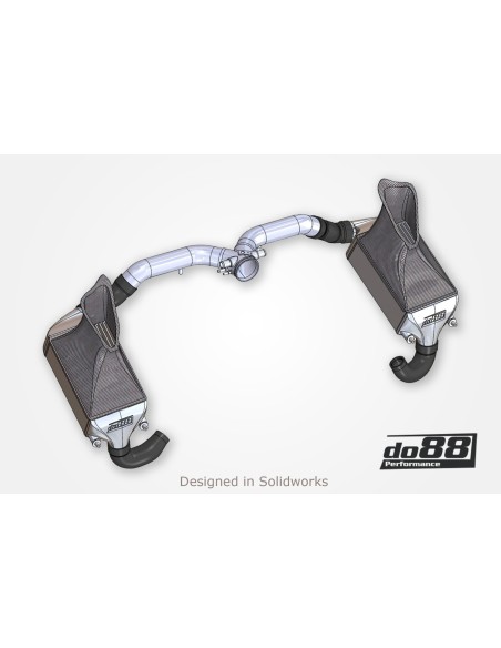 Porsche 997.1 GT2 DO88 Intercooler kit MERA med svarta slangar (för DO88 Y-rör)