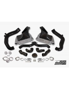 Porsche 997.2 Turbo DO88 Intercooler kit Big Pack med svart aluminium Y-rör & Inloppsslangar till turbos svarta slangar
