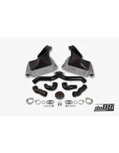 Porsche 997.2 Turbo DO88 Intercooler kit Big Pack med svart aluminium Y-rör svarta slangar