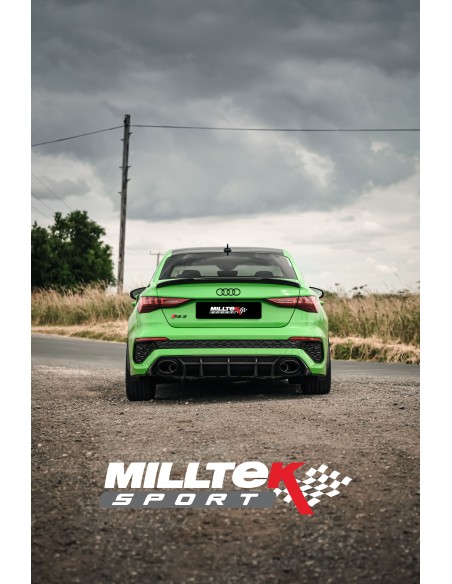 Audi RS3 2,5TFSi Sedan 8Y Milltek Sport 80mm OPF-Back med avgasventiler - Resonated (dämpad)