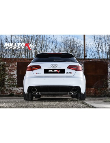 Audi RS3 2,5TFSi OPF Sportback 8V Facelift Milltek Sport 3" Cat-Back 2x 170x107 Svarta Ovala utblås med avgasventiler - Resonate