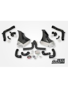 Porsche 991 Turbo DO88 Intercooler kit Big Pack med svart aluminium Y-rör & Inloppsslangar till turbos svarta slangar