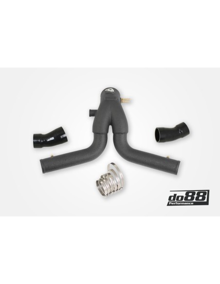 Porsche 991.2 Turbo DO88 Intercooler kit Big Pack med svart aluminium Y-rör svarta slangar