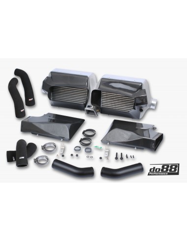 Porsche 992 3,0T Carrera S DO88 Intercooler kit Big Pack med svarta slangar och tryckrör (för standard bak stötfångare)