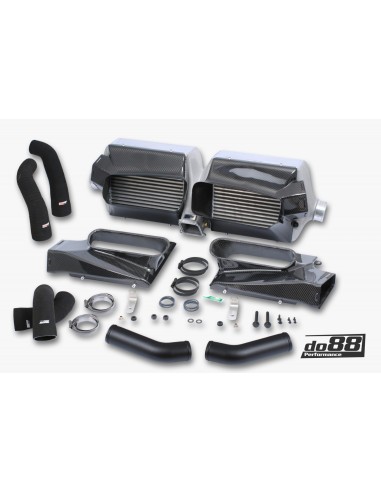 Porsche 992 3,0T GTS DO88 Intercooler kit Big Pack med svarta slangar och tryckrör (för SportDesign / GTS Package stötfångare)