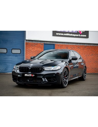 BMW M5 Competition OPF F90 Milltek Sport Cat-Back (OPF delete) 4x GT100 Kolfiber utblås med avgasventiler