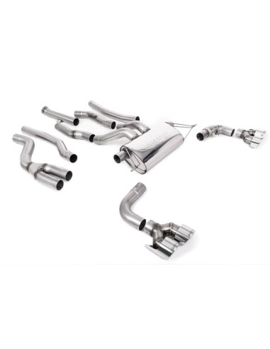 BMW M240i B58 G42 Milltek Sport Cat-Back (OPF-Delete) 4x GT100 Chrome utblås med avgasventiler