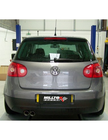 VW Golf 2,0TDi mk5 Milltek Sport GTi-style Cat-Back 2x 80 chrome GT utblås (kräver Golf GTi diffuser)