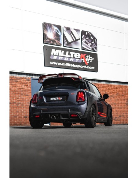Mini Cooper S JCW GP3 2,0T OPF F56 LCI Milltek Sport Cat-Back (OPF delete) 2x 90 titan GT utblås - Non-Resonated (mindre-dämpad)