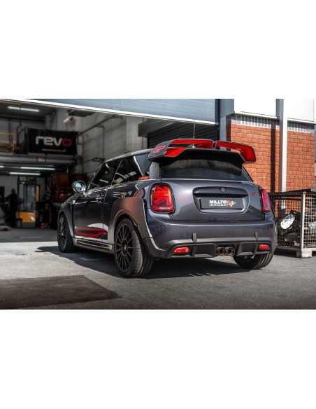 Mini Cooper S JCW GP3 2,0T OPF F56 LCI Milltek Sport Cat-Back (OPF delete) 2x 90 titan GT utblås - Non-Resonated (mindre-dämpad)