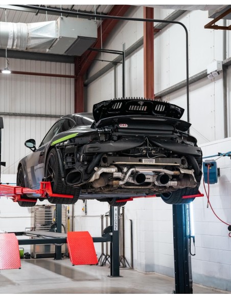 Porsche 991.2 Carrera GTS Milltek Sport bakre ljuddämpare 2x svarta GT100 utblås (fungerar med original avgasventiler) Endast fö