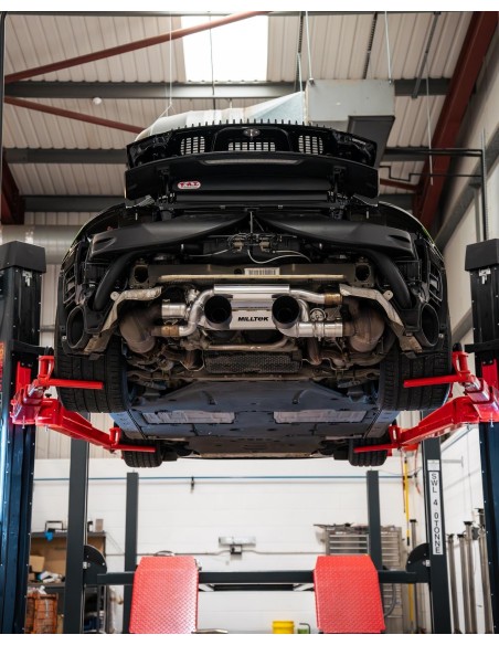 Porsche 991.2 Carrera S Milltek Sport bakre ljuddämpare 2x svarta GT100 utblås (fungerar med original avgasventiler) Endast för 