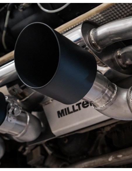 Porsche 991.2 Carrera S Milltek Sport bakre ljuddämpare 2x svarta GT100 utblås (fungerar med original avgasventiler) Endast för 