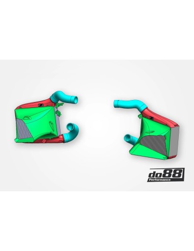 Audi RS6 4,0TFSi V8 C8 DO88 Intercooler MERA kit med svarta slangar och kolfiber luftstyrning