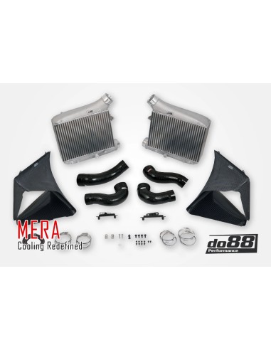 Audi RS6 4,0TFSi V8 C8 DO88 Intercooler MERA kit med svarta slangar och kolfiber luftstyrning