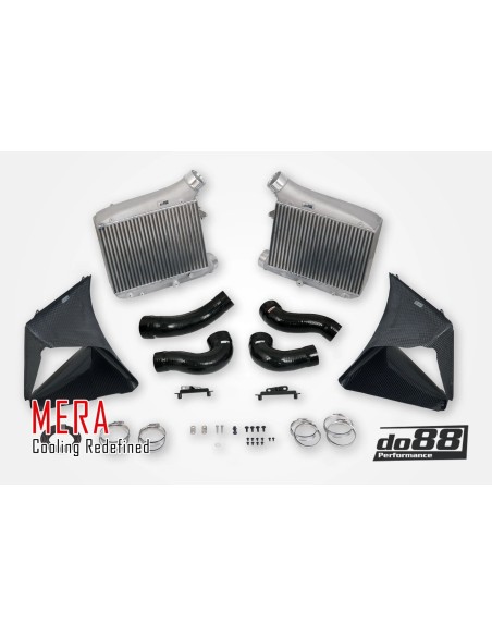Audi RS6 4,0TFSi V8 C8 DO88 Intercooler MERA kit med svarta slangar och kolfiber luftstyrning