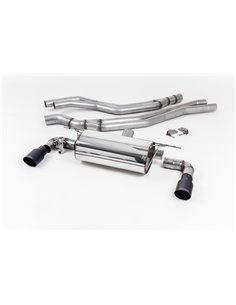 BMW M140i F20/F21 B58 Milltek Sport Cat-Back 2x 90 svarta GT utblås med avgasventiler - Non-Resonated (mindre-dämpad)