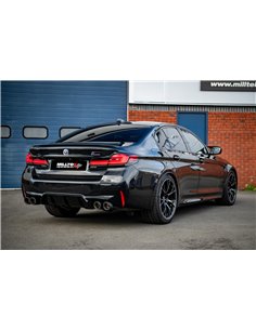 BMW M5 Competition OPF F90 Milltek Sport Cat-Back (OPF delete) 4x GT100 Kolfiber utblås med avgasventiler